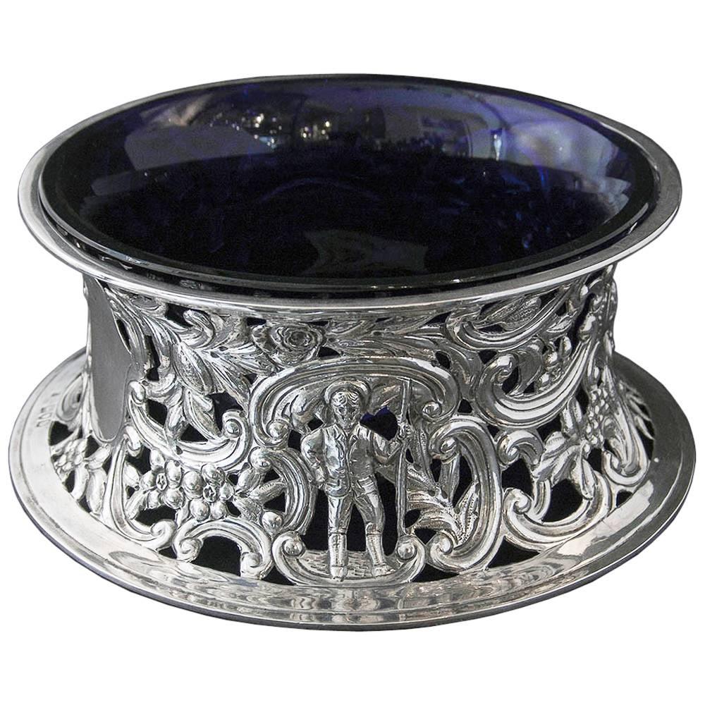 Antique English Victorian Sterling Silver Dish Ring For Sale