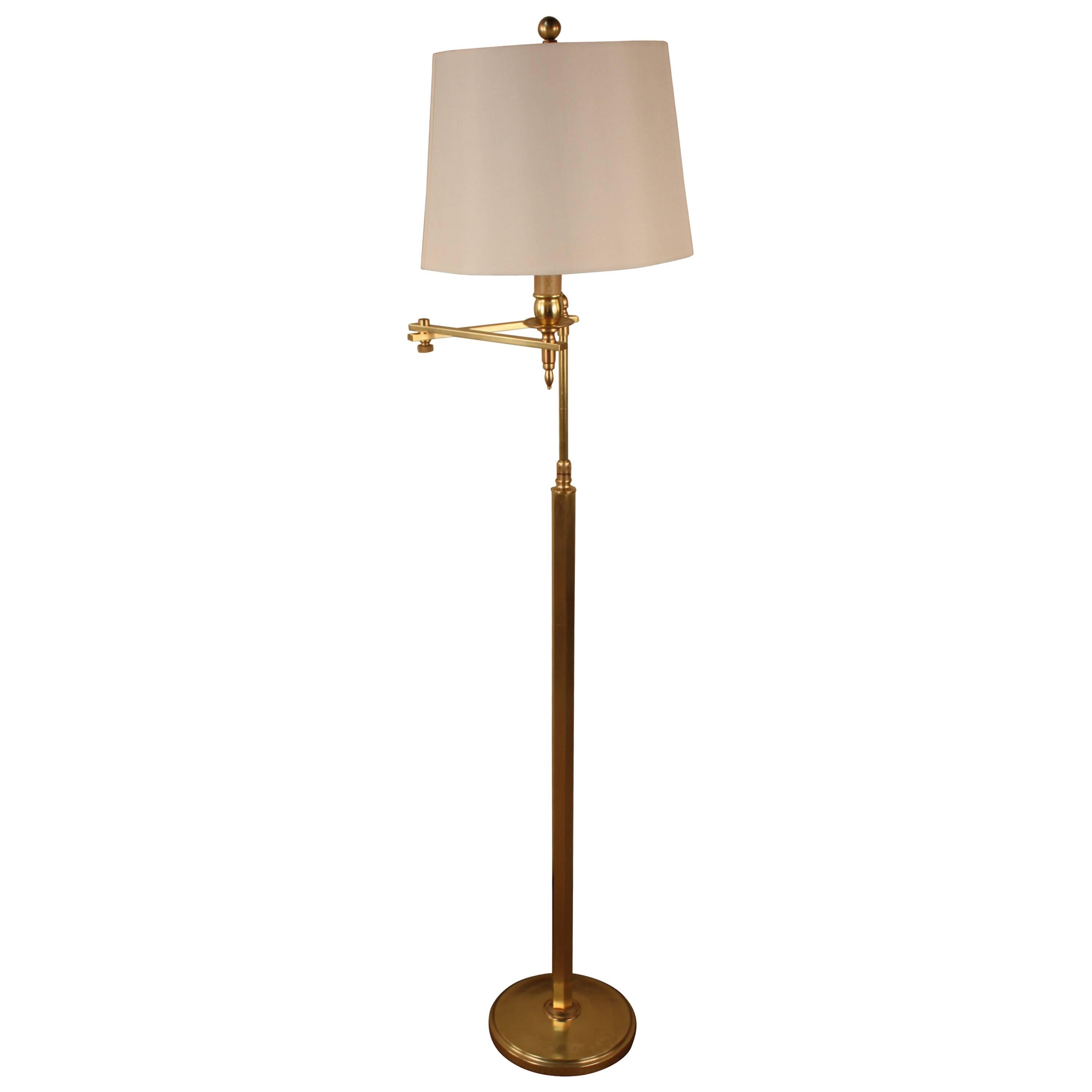 French Bronze Swing Arm Adjustable Height Floor Lamp