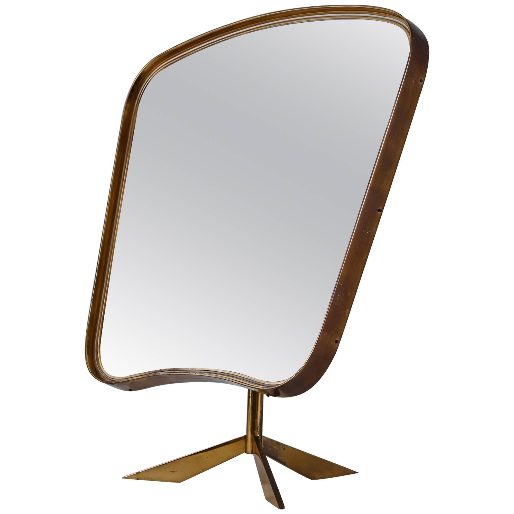 Brass console mirror on tripod foot, Germany, 1950s