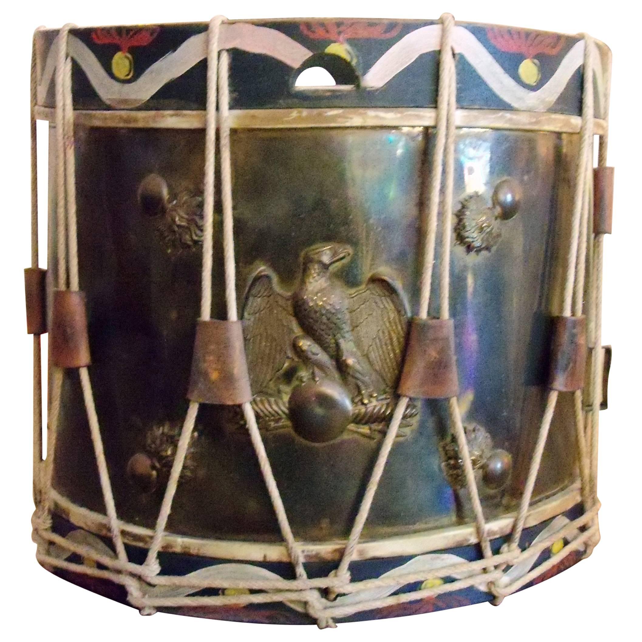 Late 19th Century Italian Brass and Rope Tension Military Drum  For Sale
