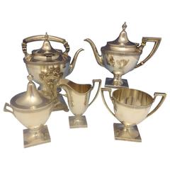 Etruscan by Gorham Sterling Silver Tea Set with Kettle Five-Pieces 7