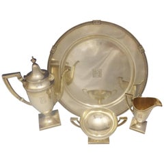 Etruscan by Gorham Sterling Silver Demitasse Tea Set Four-Pieces Hollowware 0366