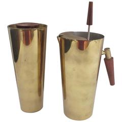 Vintage Italian Brass Cocktail Shaker and Pitcher