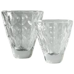 Two Faceted Cut-Glass Vases by Ingeborg Lundin for Orrefors