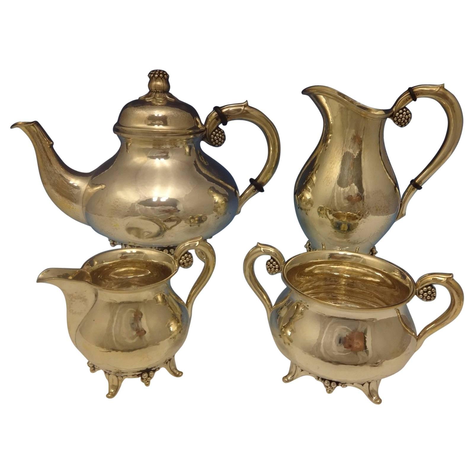 Grann & Laglye Danish Sterling Silver Tea Set of Four Pieces SKU 0407 For Sale