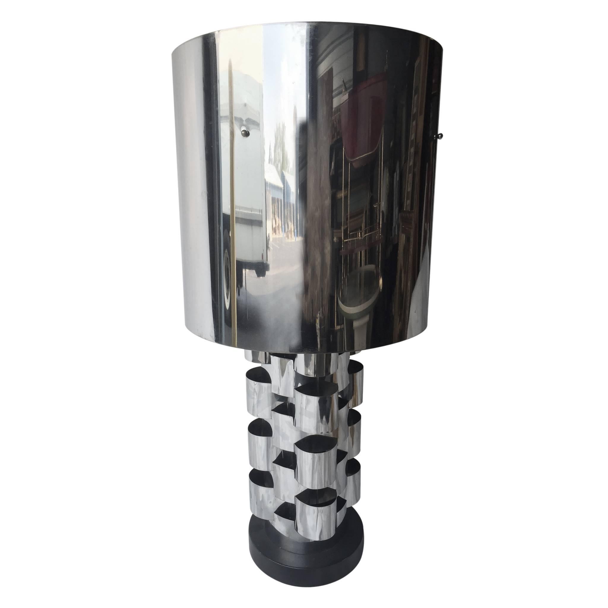 Brutalist Polished Chrome Table Lamp by Curtis Jere For Sale