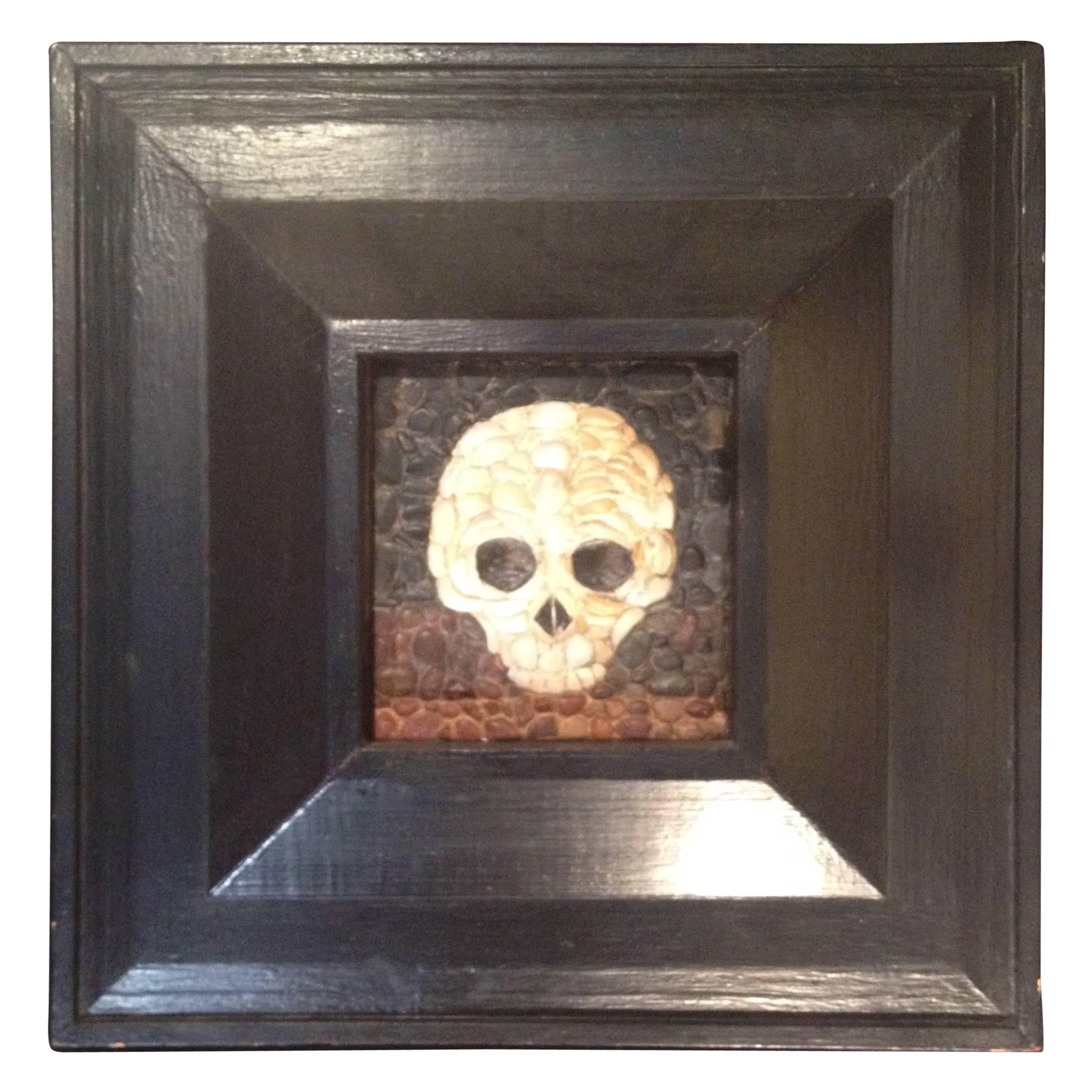 Unique Art Grotto Folk Art Skull Made of Shells & Pebbles For Sale