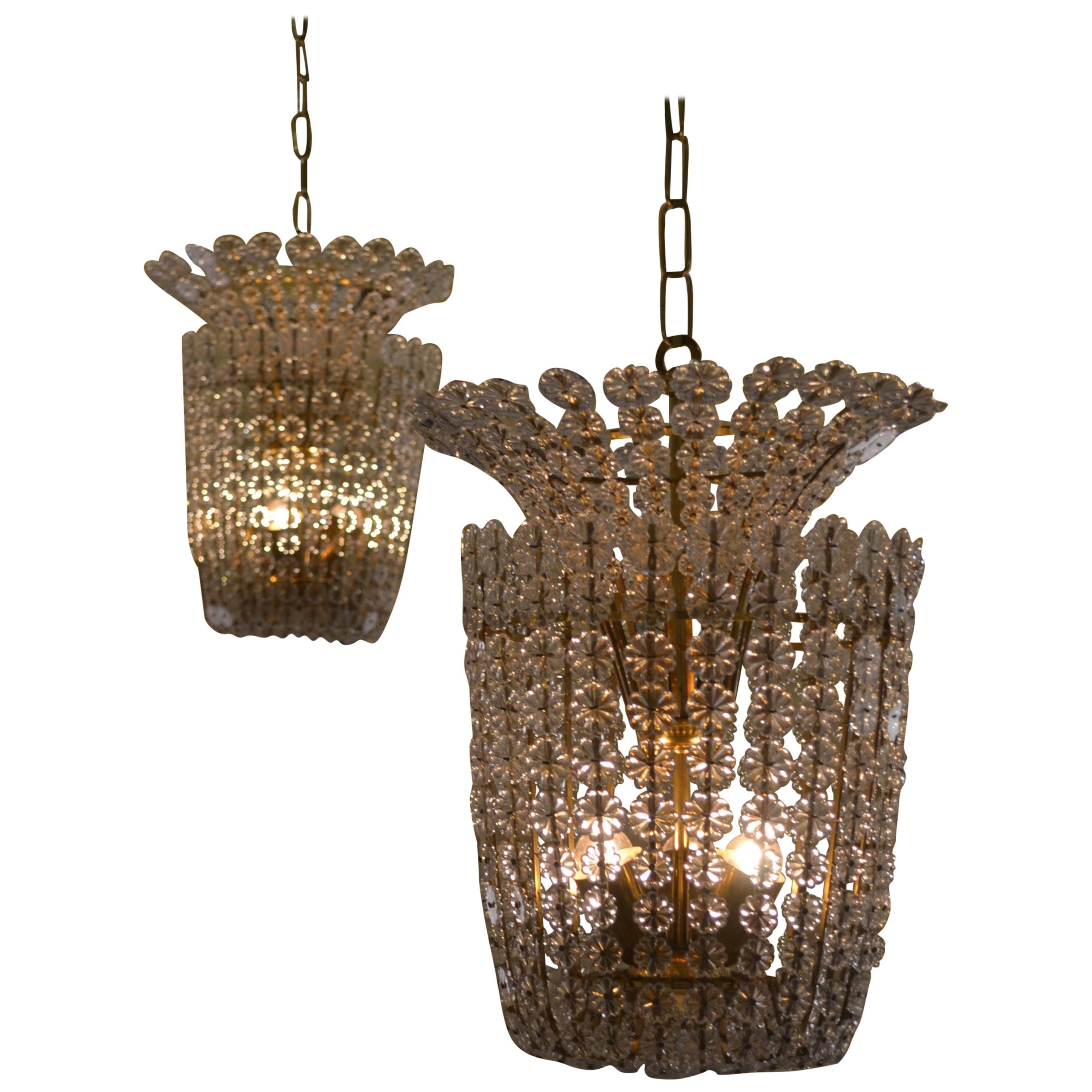 Pair of Pendant Chandeliers by Estrid Ericson, Sweden, circa 1950