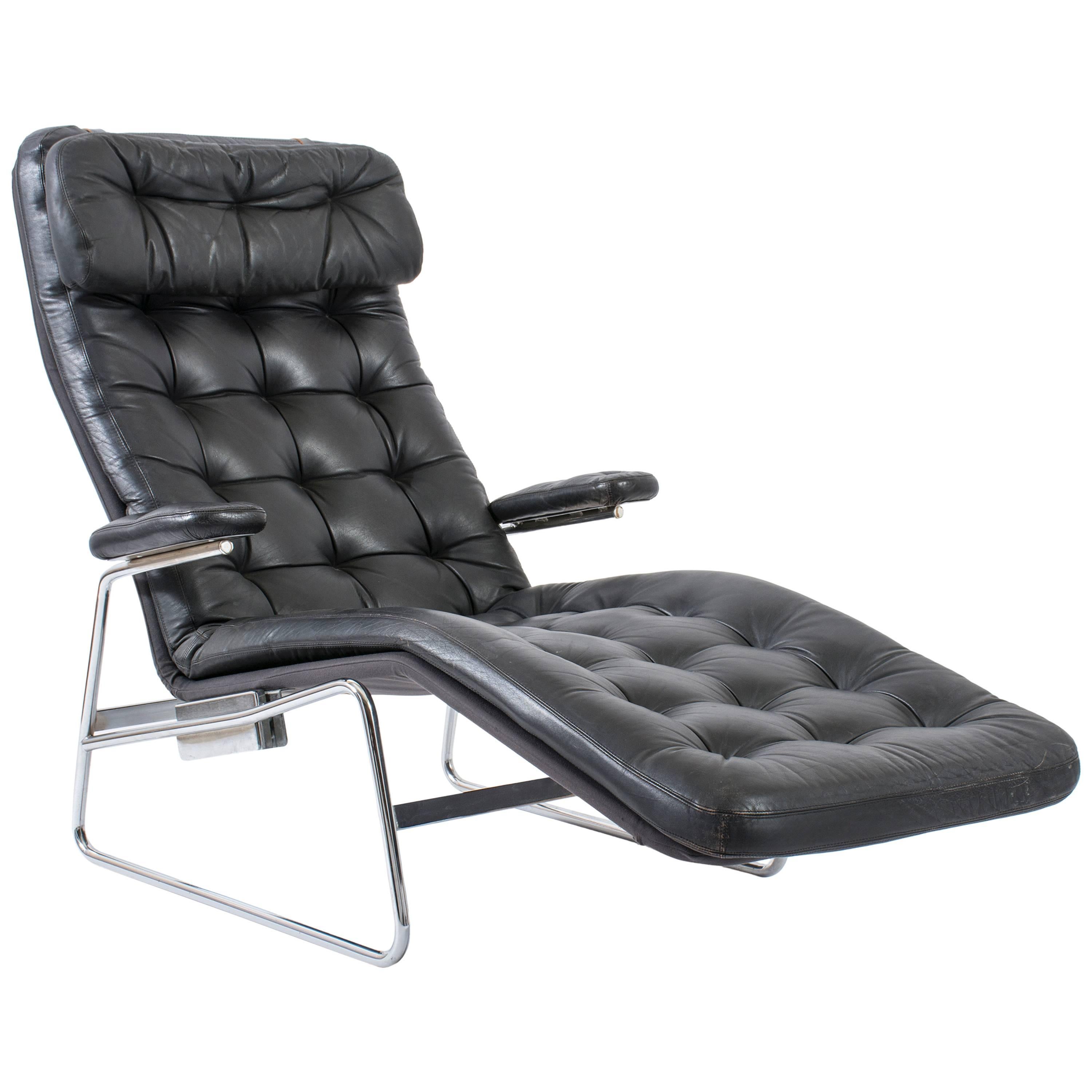 Vintage Mid-Century Leather Chaise by Sam Larsson for DUX