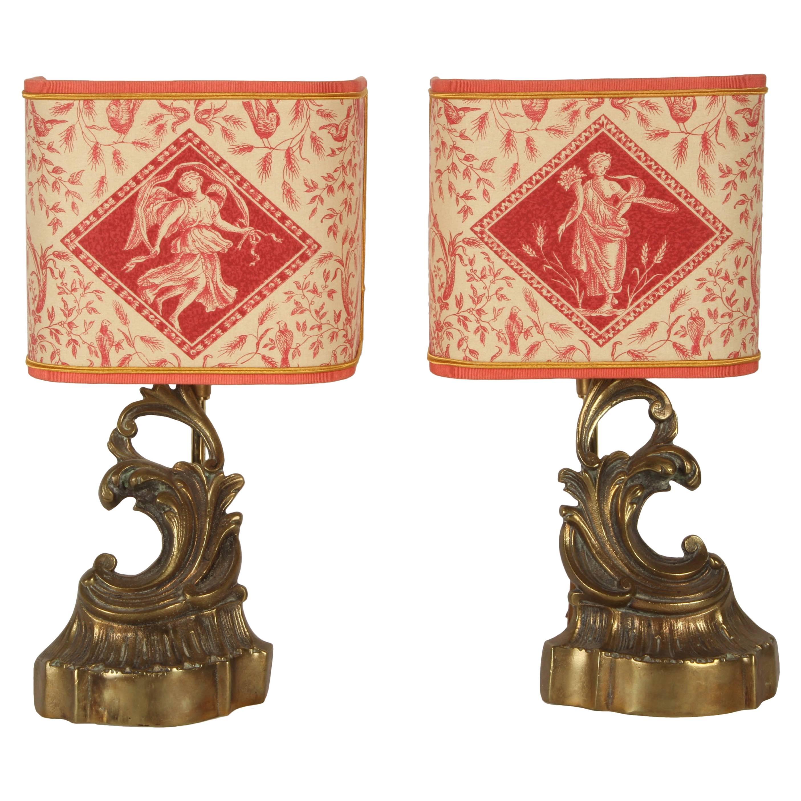 Pair of 19th Century French Andiron Lamps For Sale