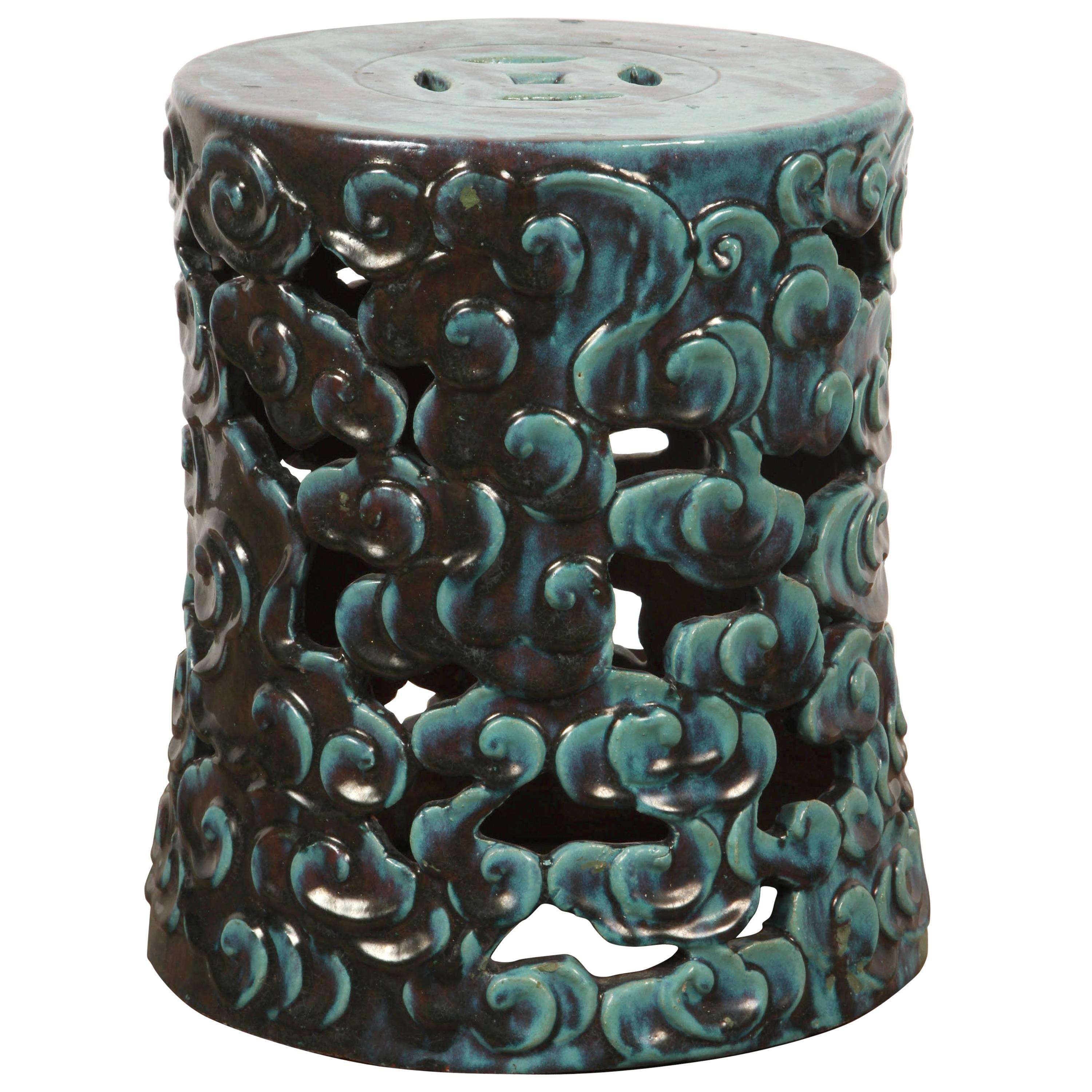 Turquoise Porcelain Garden Stool