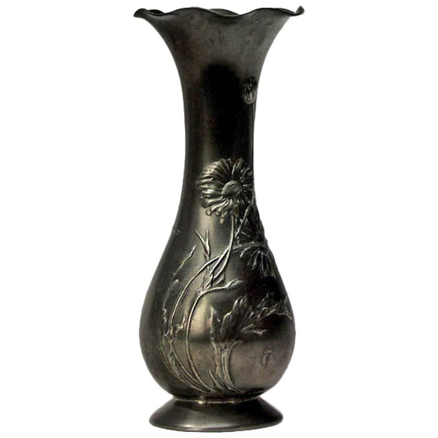 Art Nouveau Pewter Vase, Kayserzinn Germany, circa 1895 For Sale at 1stDibs
