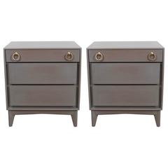 Pair of Midcentury Driftwood Grey Night Stands