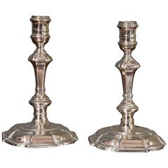 Antique Matched Pair of 18th Century Silver Candlesticks