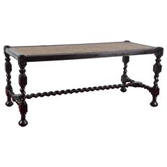 Jacobean Style Bench/Cane Inset Seat