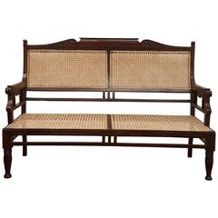 Antique Wood and Caned Settee