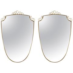 Pair of Italian 1950s Shield Mirrors