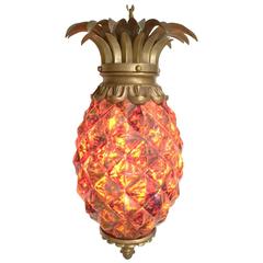Hollywood Regency  Pineapple Lantern In Resin  and Brass
