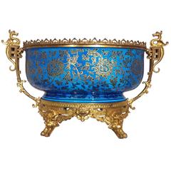 French Ormolu-Mounted Longwy Japonisme Porcelain Jardiniere, 19th Century