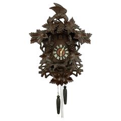 Antique Black Forest Carved Wood Cuckoo Clock