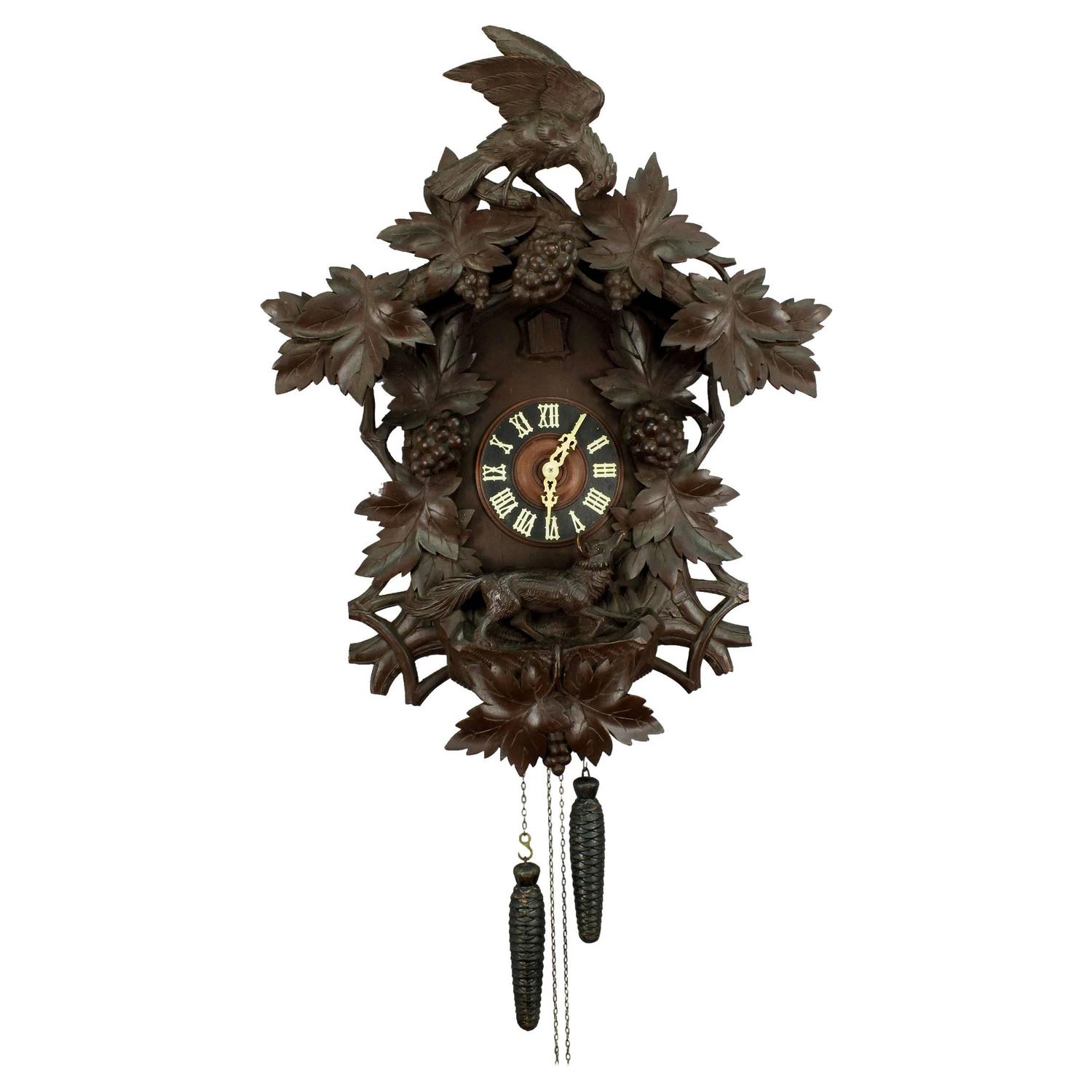 Antique Black Forest Carved Wood Cuckoo Clock at 1stdibs