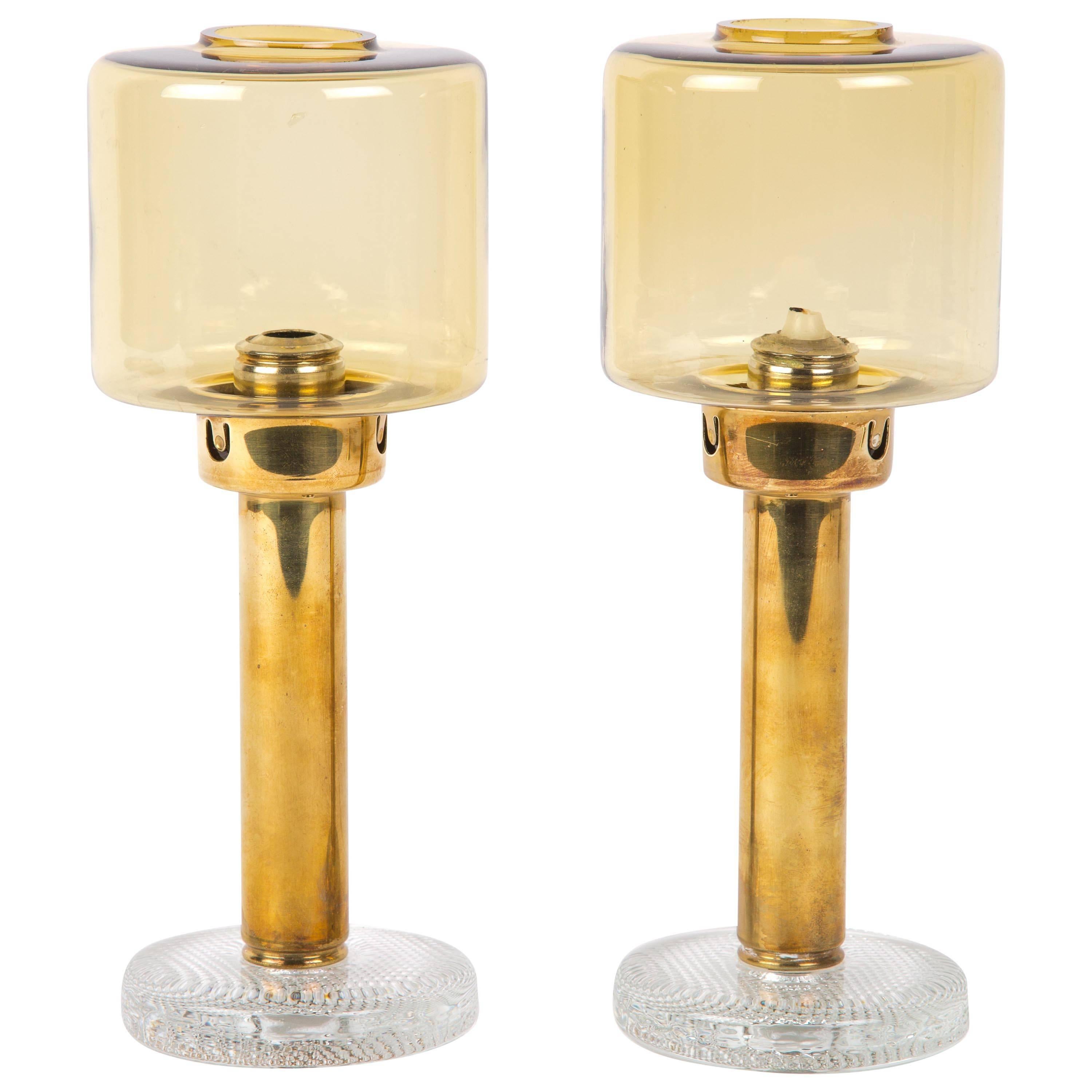 Hans Agne Jakobsson Set of Two Brass Candleholders for Markaryd For Sale