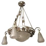 French Art Deco Chandelier with Grapes Motif