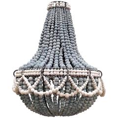 Clay Beaded "Frill" Chandelier in Seaspray and White