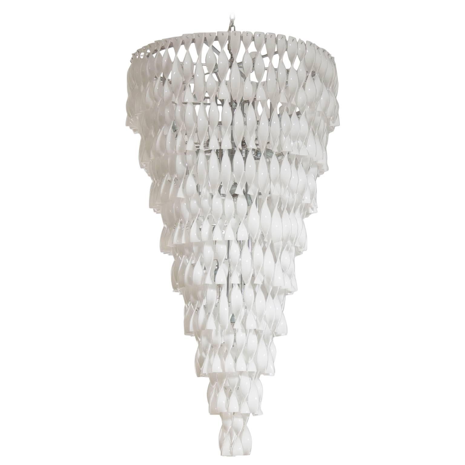 Italian Massive Chandelier in Blown Murano Glass with Twisted Elements, 1990s For Sale