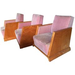 Set of Three Art Deco French Armchairs