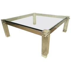 Midcentury Lucite and Glass Coffee Table