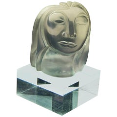"Female Head, " Fabulous Mid Century Lucite Sculpture by Susan Bush