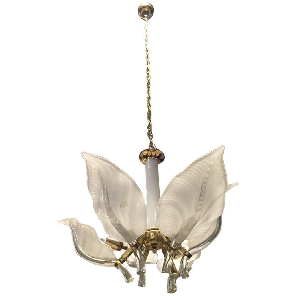 Italian Murano Mid Century Floral Chandelier By Franco Luce