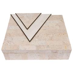 Mid-Century Maitland-Smith Box in Tessellated Marble with Brass Inlay