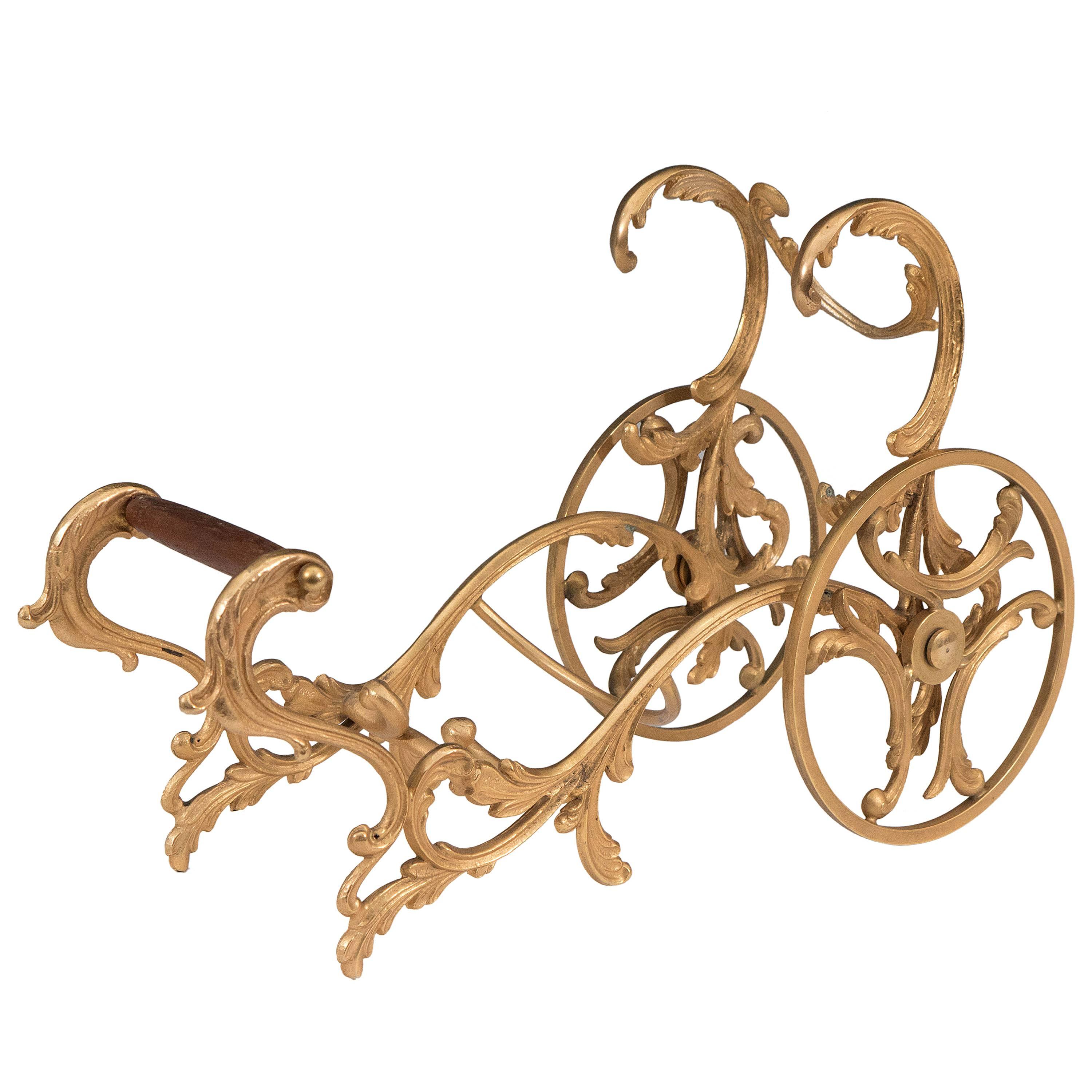 Mid-Century Italian Gilded Chariot Shaped Wine Holder