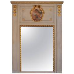 19th Century Painted with Gilt Trumeau Mirror