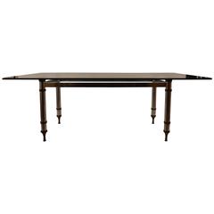 Glass-Top Aluminum and Brass Base Dining Table 4