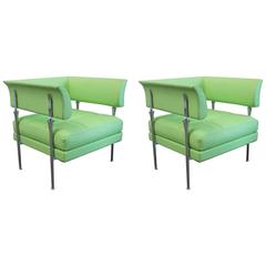 Poltrona Frau "Hydra Caster" Armchair in Mint "Pelle" Leather by Luca Scacchetti
