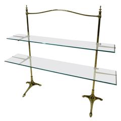 1900 French Bronze and Glass Wall Shelves Console Attributed to Maison Brot