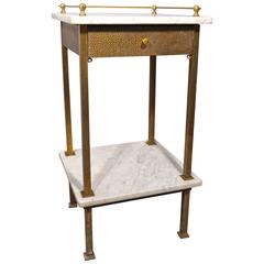 Antique Brass and Marble Two-Tiered Stand