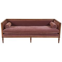 French Classic Louis XVI Canape Settee in Lilac Mohair Velvet