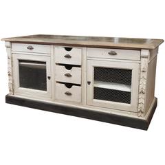 Custom Designed French Kitchen Island With A Zinc Top.