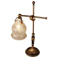 French Bronze Empire Adjustable Table Lamp