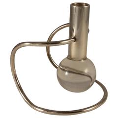 Silver Plated and Crystal Glass Candleholder by Lino Sabattini