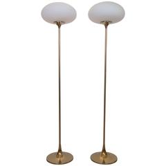 Pair of "Trumpet" Floor Lamps in Brass by Laurel Lamp Company
