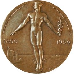 "Lehman Bros. Anniversary Medal, " Art Deco Bronze Paperweight, 1925-1950