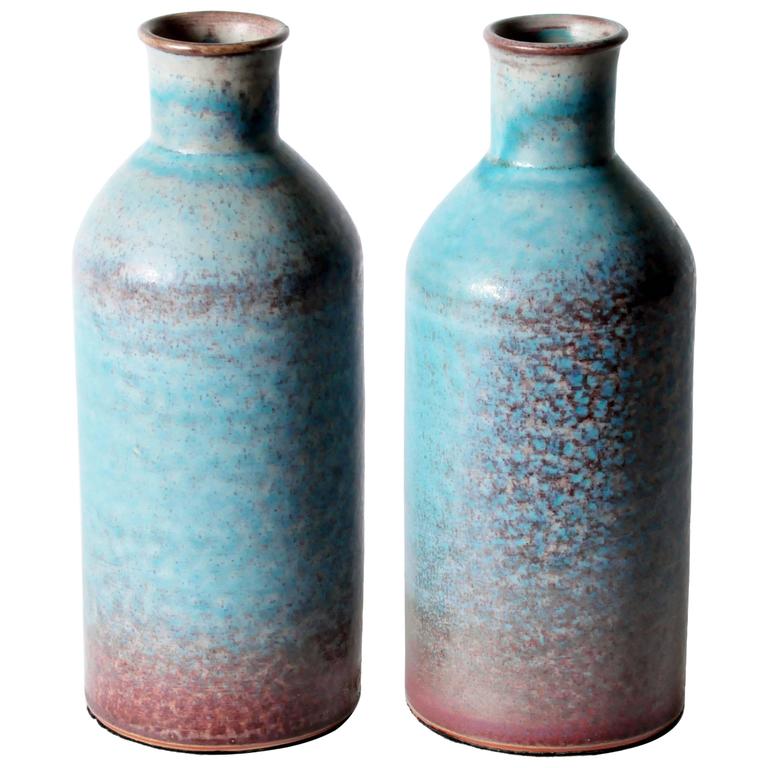 Mottled Ceramic Bottle Vase at 1stdibs