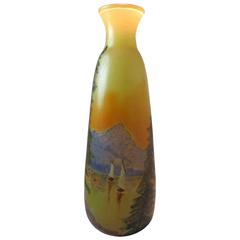 Art Nouveau Acid Etched glass vase by Legras France.