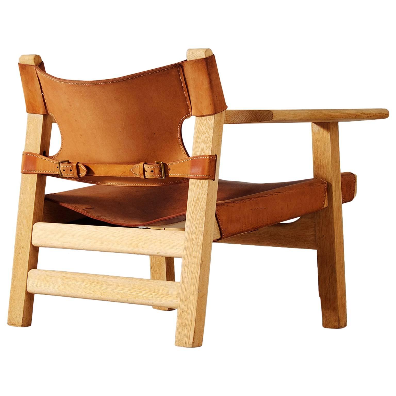 Børge Mogensen 'Spanish Chair' in Solid Oak and Cognac Leather