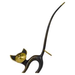 Walter Bosse Brass Cat Figurine Pretzel Holder, Ring Holder, Austria, 1950s 12